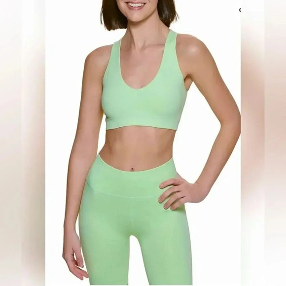 Calvin Klein Performance Women's High-Rise Ribbed Bike Short Key Lime Size:S M - Picture 3 of 5